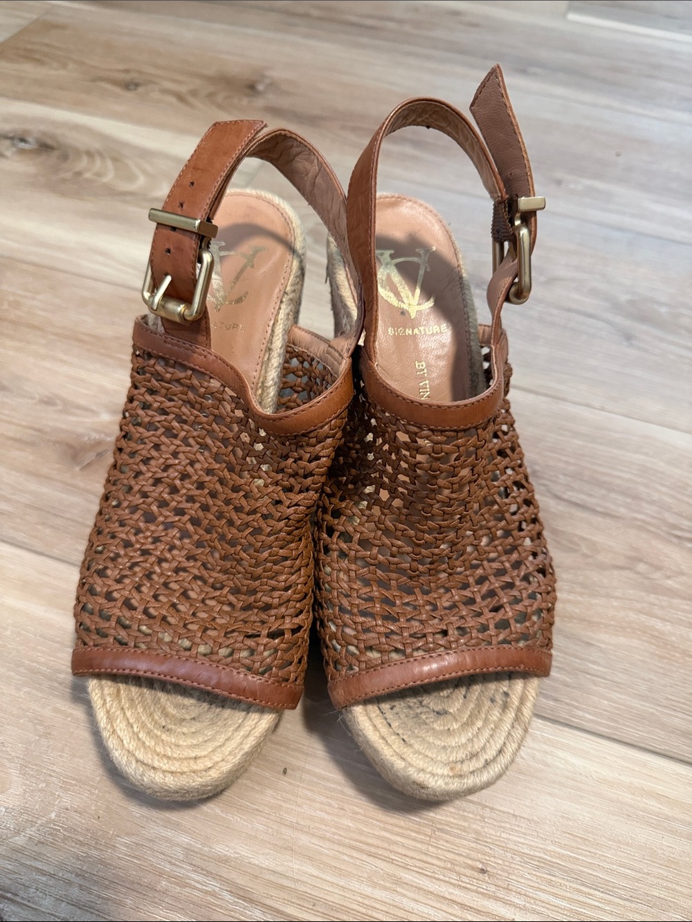 2 for $10 - Vince Camuto Tan Woven Espadrille Slingback Wedges